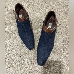 Donald J. Pliner Denim and Brown Ankle Booties